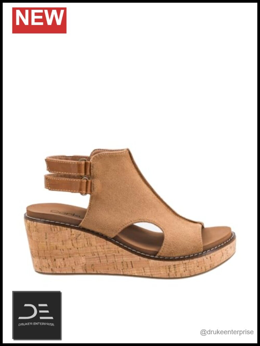 Corkys Faux Suede Peep Toe Wedge Sandals Adjustable Straps EVA Cushioned